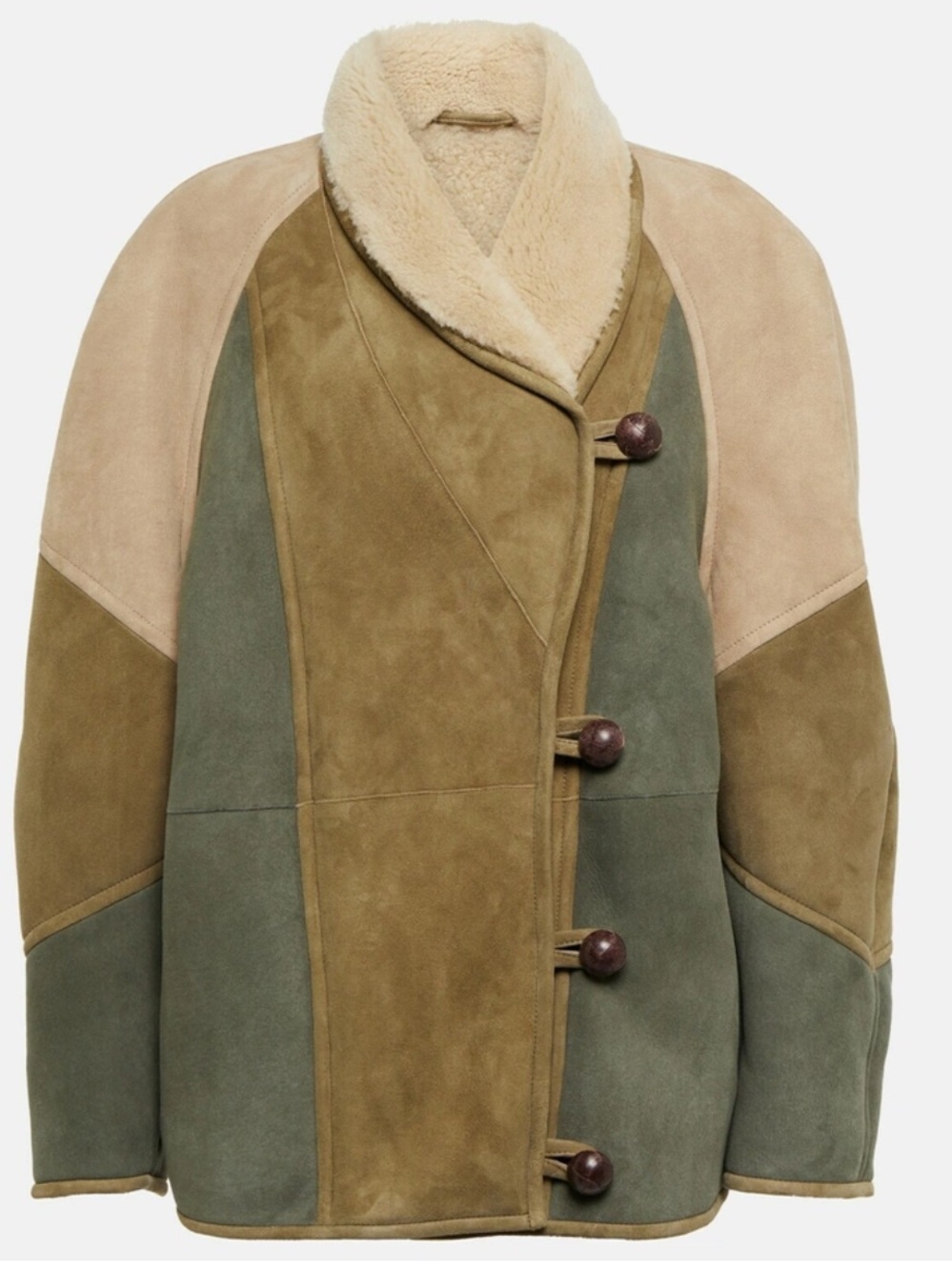 ISABEL MARANT ÉTOILE Abeni Patchwork Oversized Shearling Coat